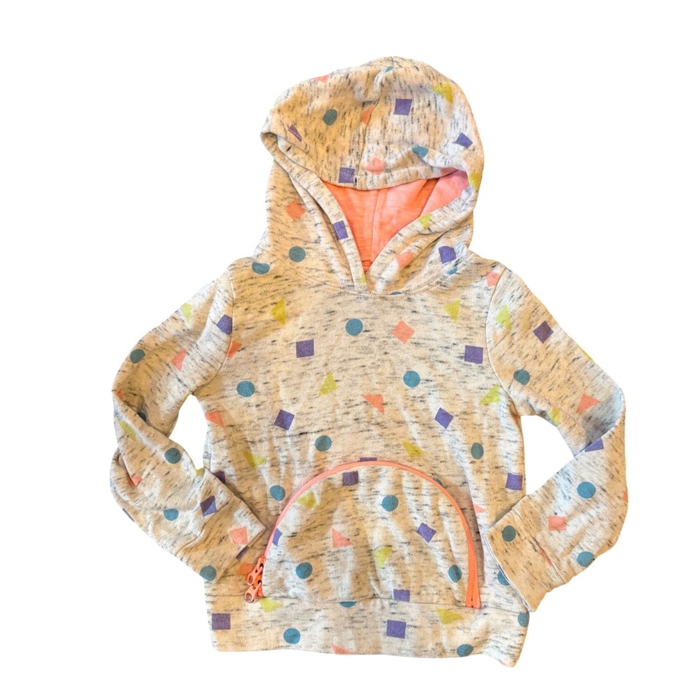 Cat & Jack Toddler Girls Gray Geometric Print Hooded Sweatshirt 3T Zipper Pocket
